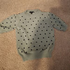 Ann Taylor, small Green with black polka dot quarter sleeve sweater